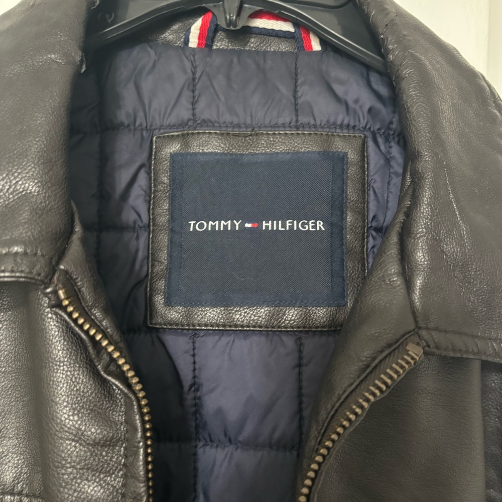 Tommy Hilfiger leather jacket men’s Large